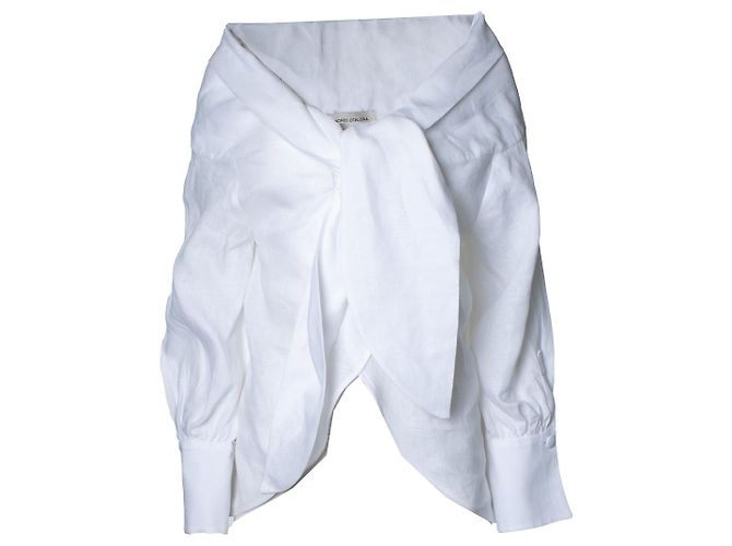 Autre Marque Andres Otalora, Leinenbluse mit Schleife Weiß