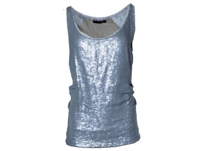 Donna Karan, grey metallic sequinned top