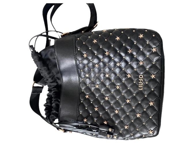 Liu.Jo Mochila Liu Jo em couro preto acolchoado com estrelas douradas