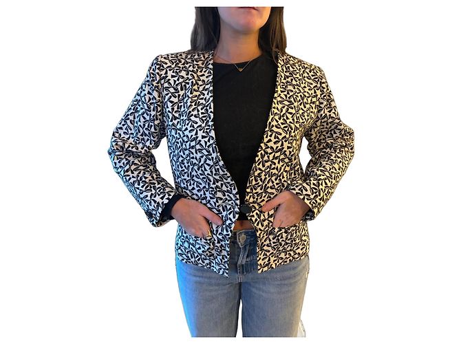 Giacca vintage nera e bianca con fiocchi Yves Saint Laurent Nero Bianco