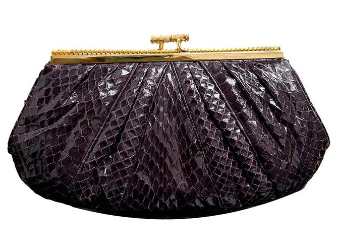 Bolso Judith Leiber de cuero exótico azul oscuro