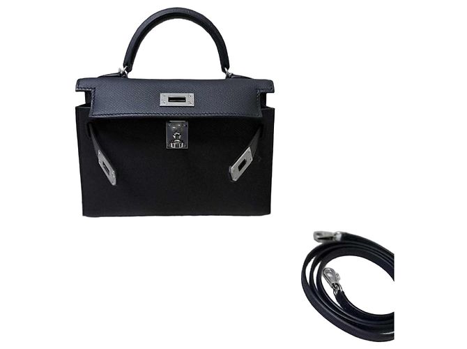 Hermès Mini Kelly Epsom Black Silver Hardware