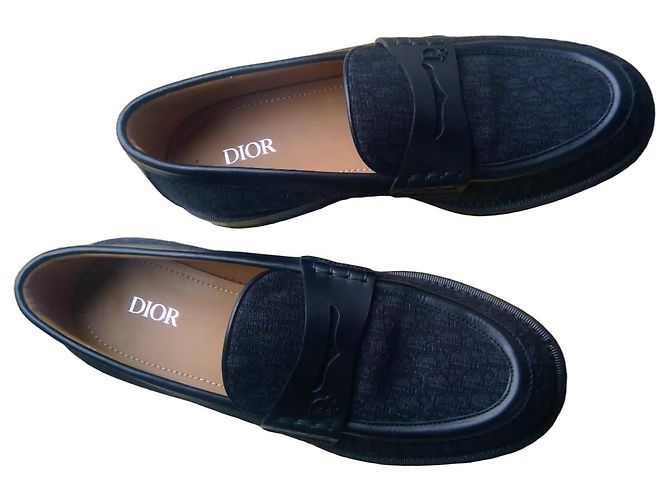 Dior Leder Loafer Schwarz mit Logo
