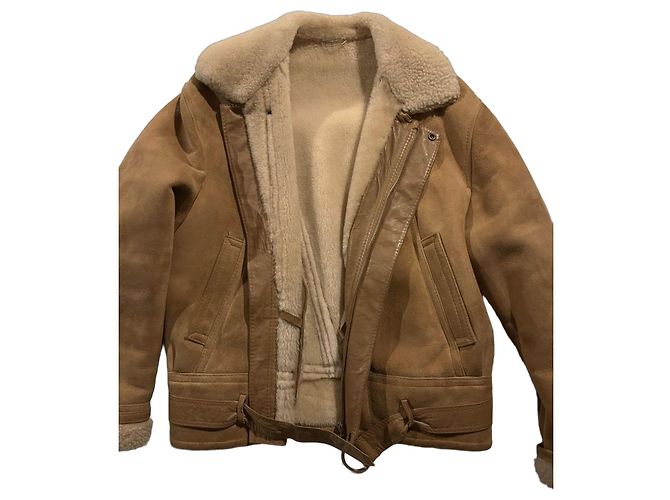 Autre Marque Leather and Shearling Aviator Jacket Brown