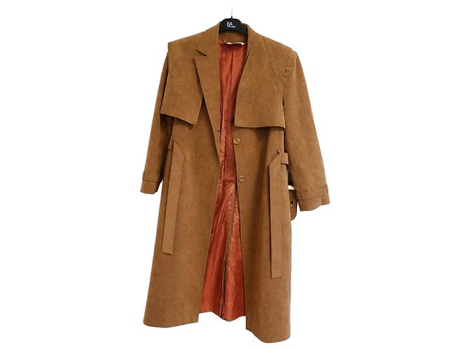 Autre Marque Abrigo largo de cuero de cabra camel Léo Marciano Castaño Camello