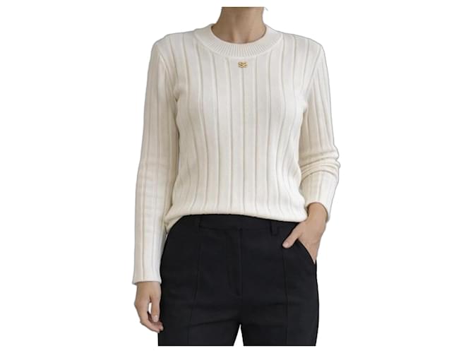 Sandro Ecru Rippstrick-Pullover Roh 