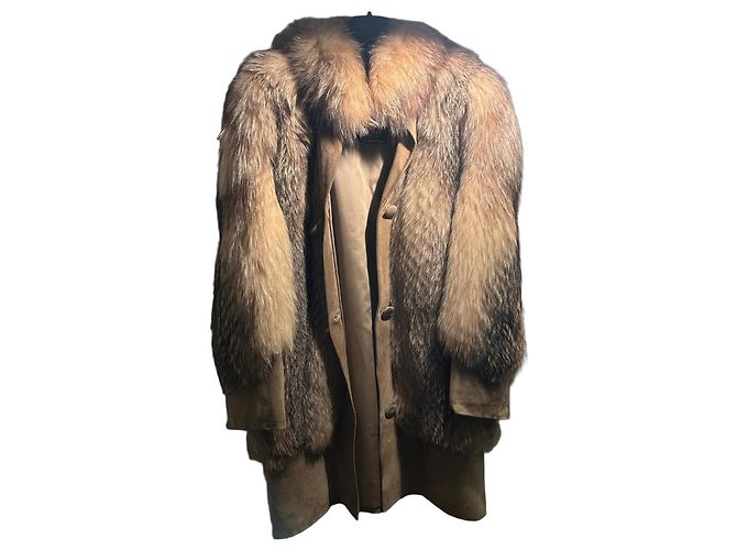 Autre Marque Manteau long en fourrure de renard beige Ory Jacques Marron