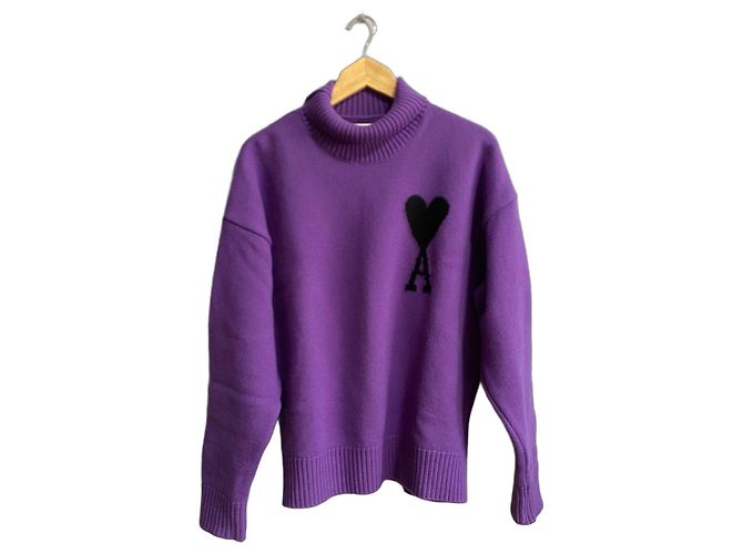 Suéter de lã virgem AMI Paris Roxo