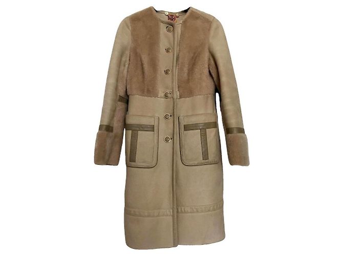 Tory Burch Lambskin Coat Beige
