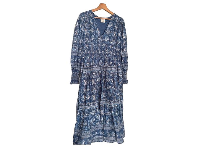 SéZane Vestido largo estampado azul Sezane Blanco