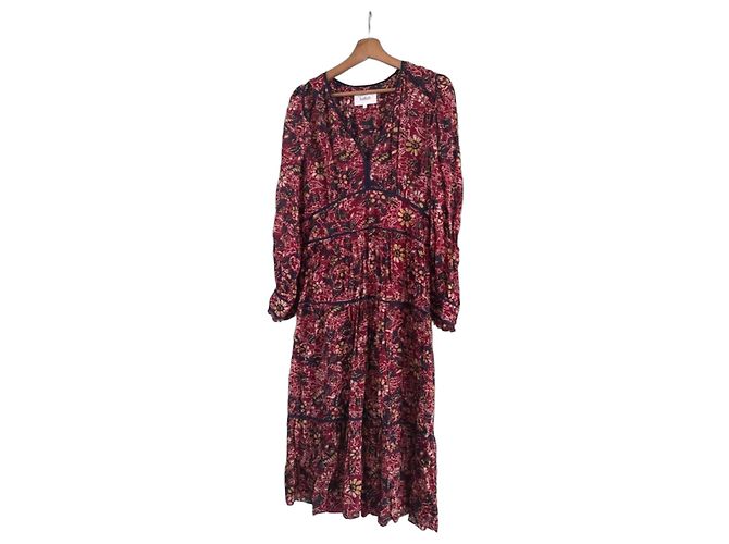 Printed long dress ba&sh Red Yellow Dark blue