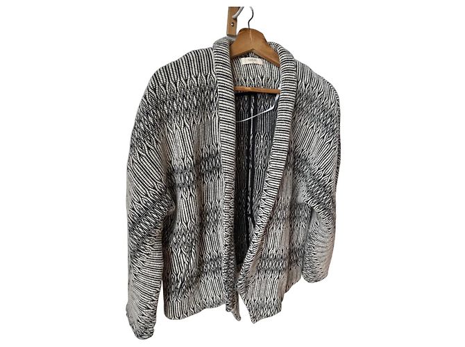 Ba&Sh Cardigan aus Schurwolle Schwarz Weiß