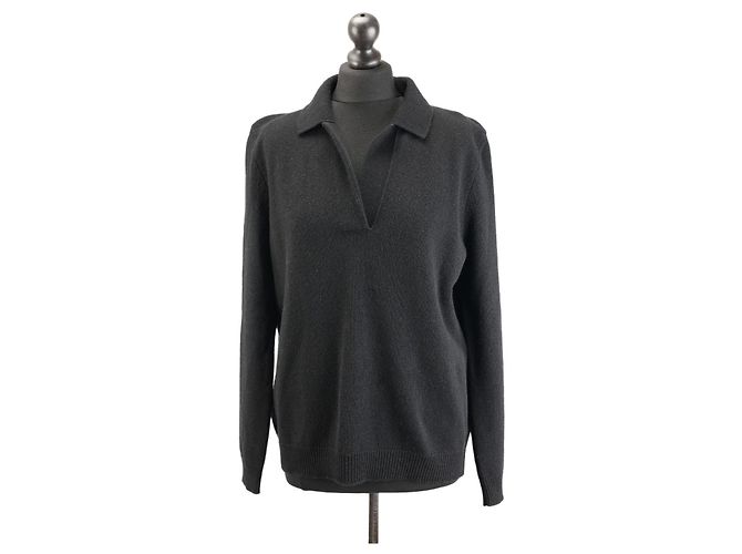 Suéter preto de cashmere e lã com decote em V Tom Ford