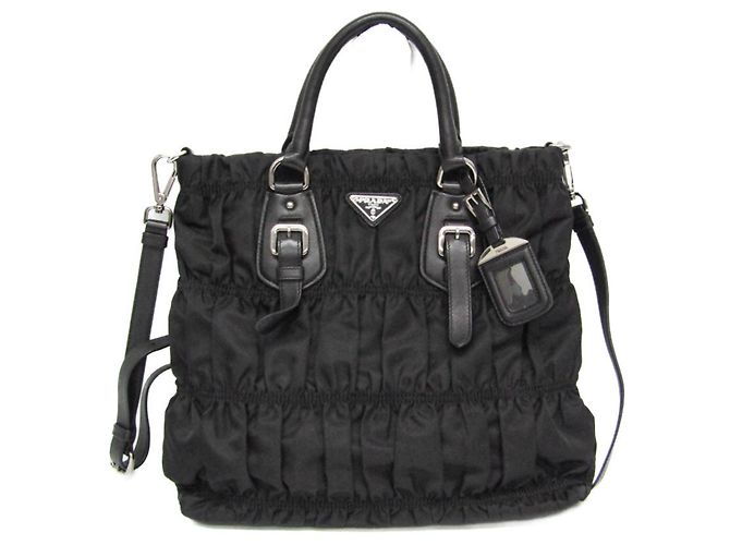 Prada Borsa in nylon TESSUTO Gather da donna, borsa a spalla - Nero
