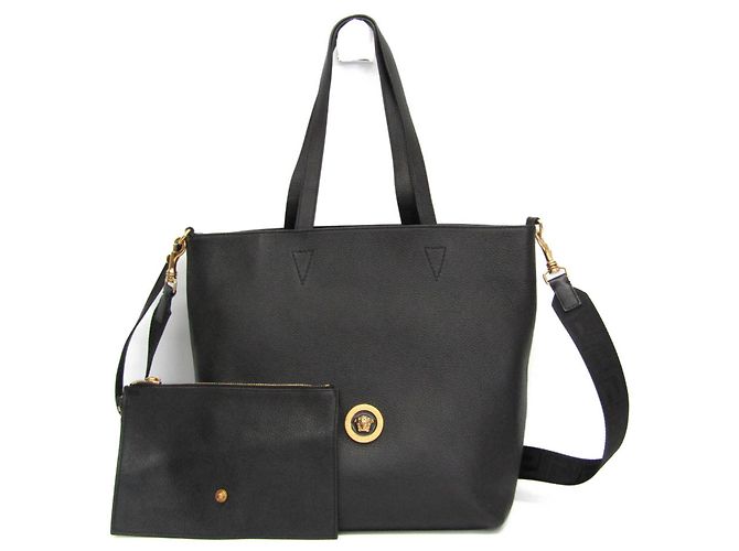 Versace Medusa Leather Shoulder Bag Black