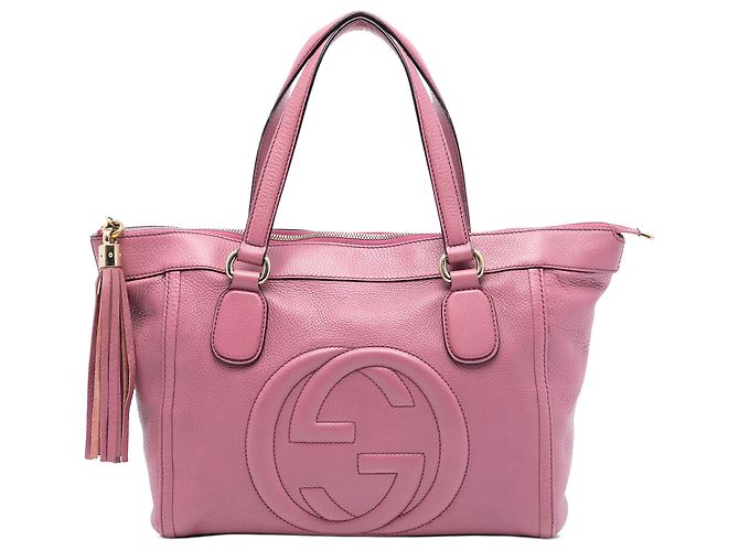 Bolsa de trabalho pequena em couro rosa Soho Gucci