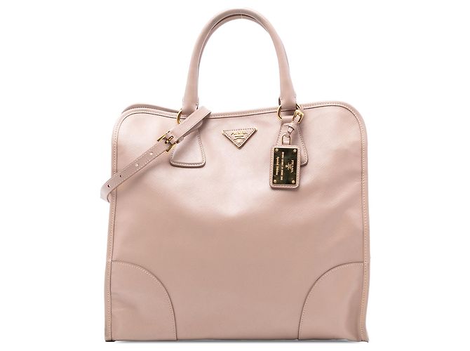 Bolsa de compras Prada em Saffiano Lux rosa