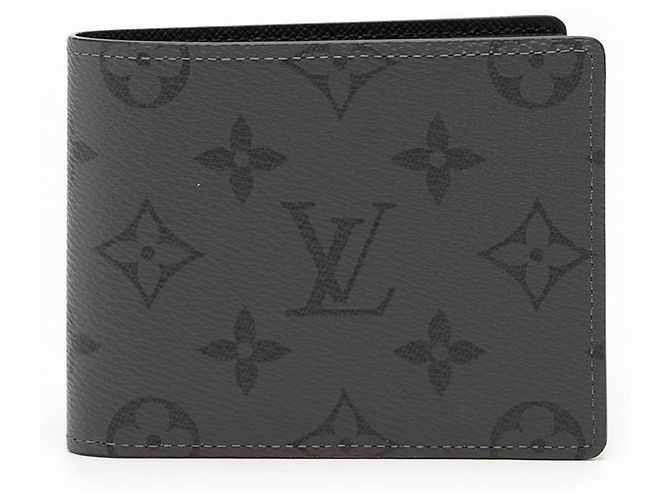 Louis Vuitton Monogram Eclipse Reverse Portefeuille Slender Bifold Wallet Brown Black