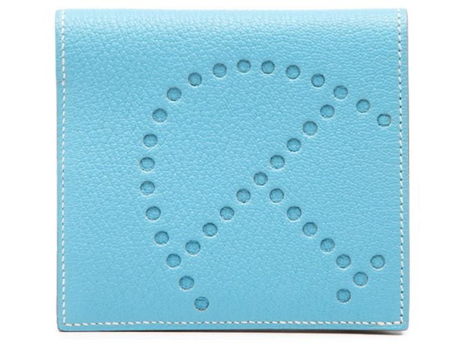 Hermès Evelyne Bifold Geldbörse Blau Hellblau
