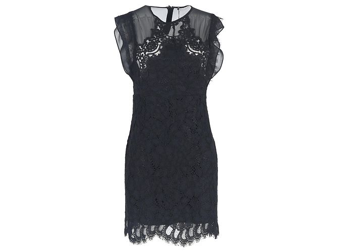 Sandro Ornella Schwarzes Spitzenkleid aus schwarzer Viskose