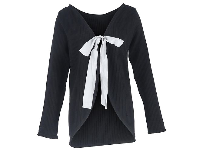Marni Strickjacke aus schwarzer Wolle mit Banddetails
