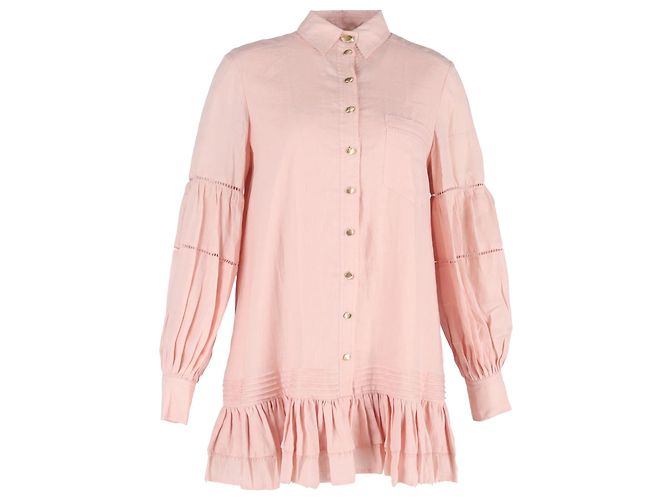 Maje Aje Lotus Mini Kleid aus rosa Leinen Braun Pink