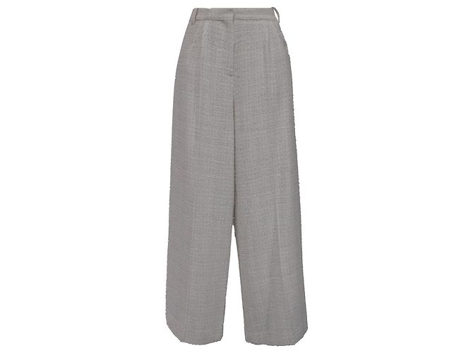 Calças largas de tweed em algodão branco Maje Cru