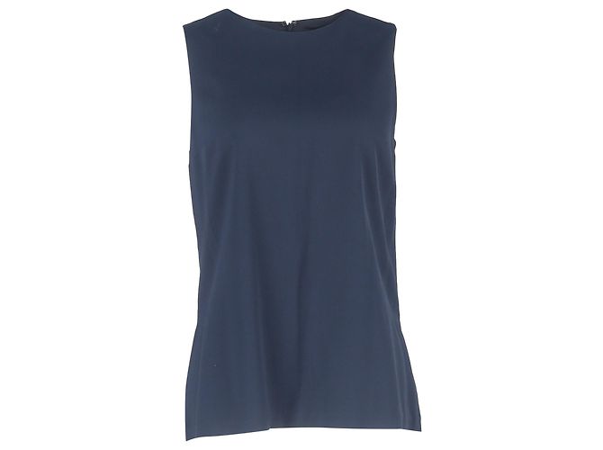Theory Side Slit Blouse in Blue Polyester