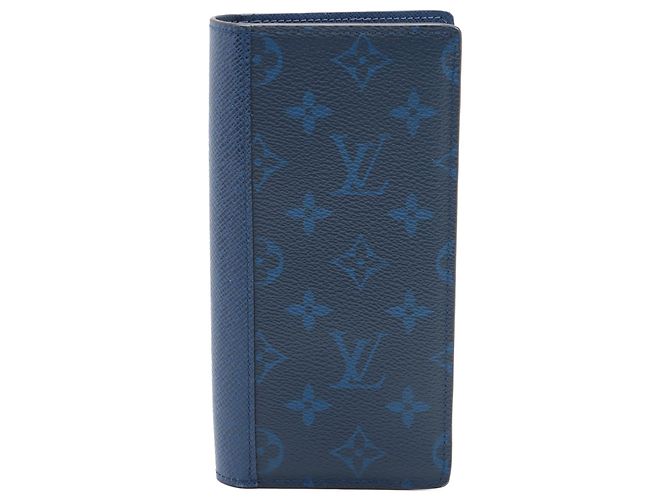 Louis Vuitton Monogram Taigarama Brazza Bifold Langbörse Blau