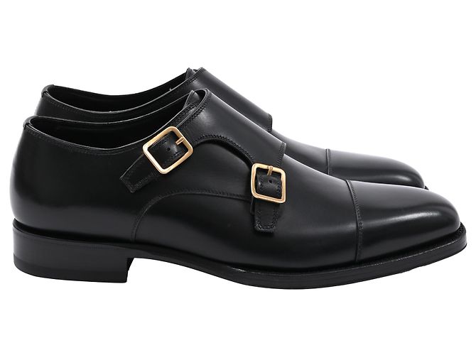 Tom Ford Claydon Double-Monk-Strap Shoes in Black Leather