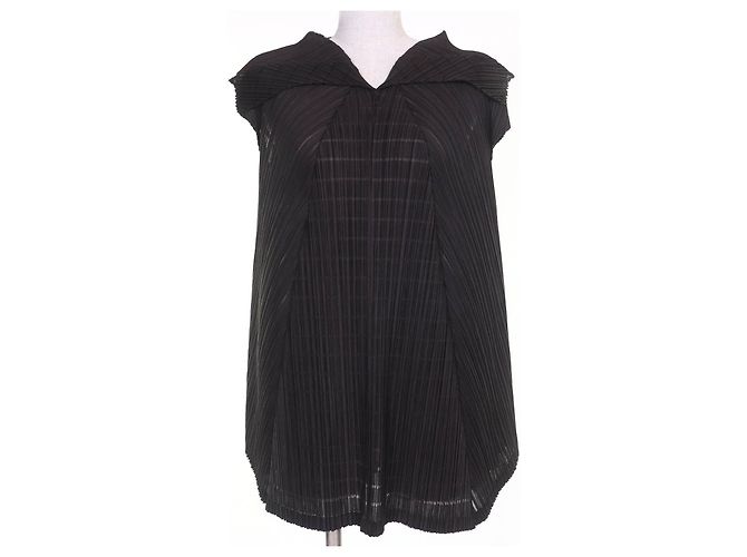 Issey Miyake PLEATS PLEASE Switch design A-line Polyester Tunic Bronze Dark brown