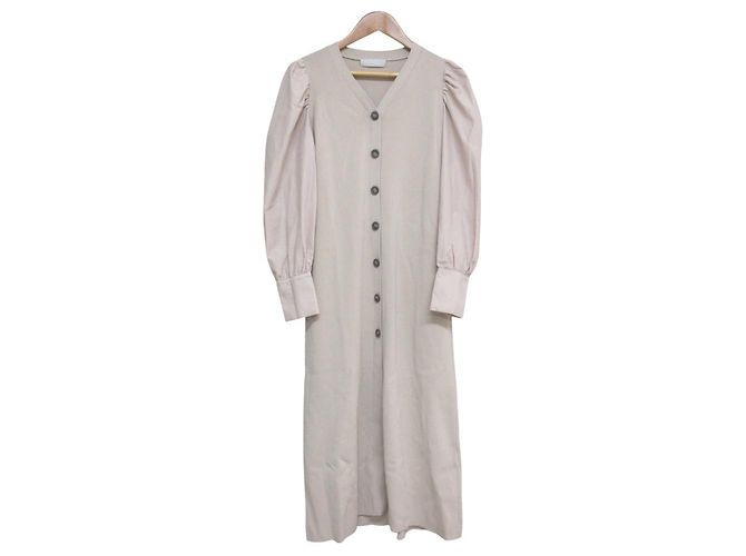 Autre Marque CELFORD Puffärmel Langstrickkleid Beige