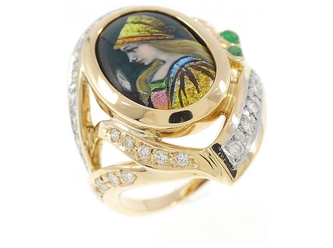 Autre Marque Mitsuo Kaji Émail K18 Platinum Ring Golden