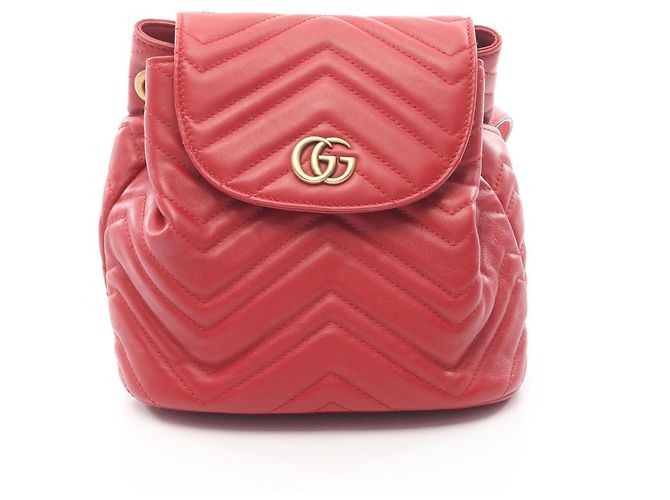 Gucci GG Marmont Leather Backpack Red