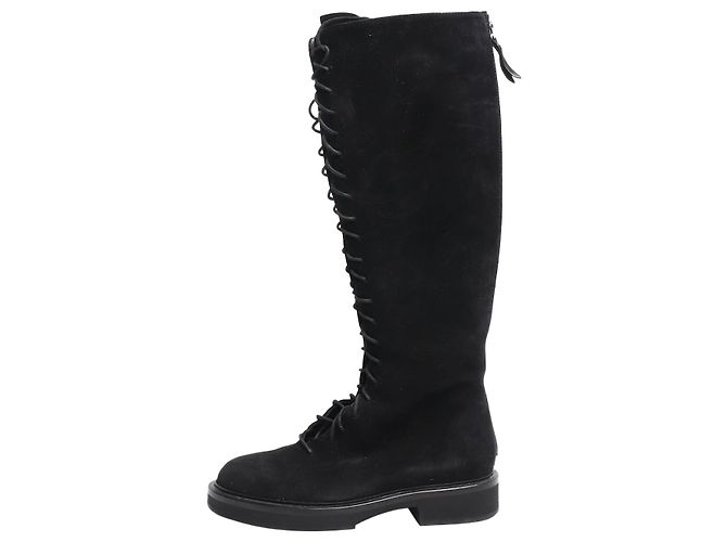 Khaite Black suede lace up boots - size EU 37