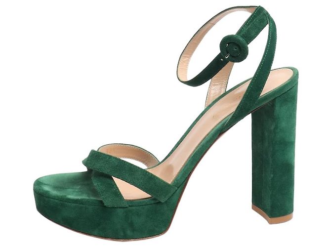 Gianvito Rossi Sandales à plateforme en daim vert - taille EU 38,5
