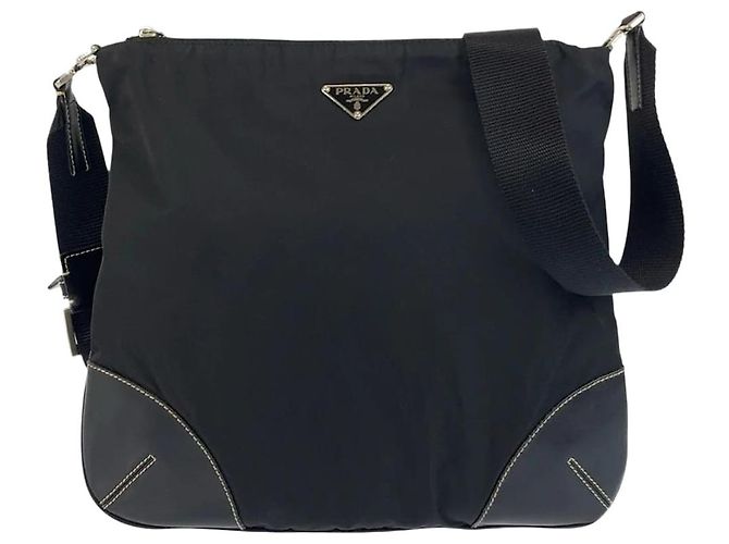 Prada Bolsa transversal de nylon preta Preto