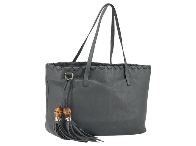 Bamboo Bolsa de couro com tassel de bambu Gucci - Grande Marrom