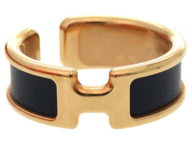 Orecchino in pelle blu navy Hermès Olympe GM