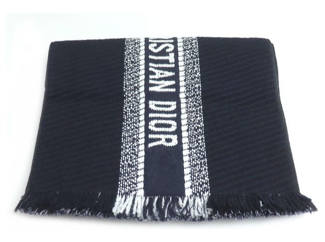 Xale de Lã e Seda Marinho Christian Dior Azul marinho