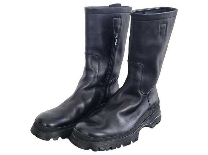 Prada Vintage Leder Stiefeletten 41 Schwarz