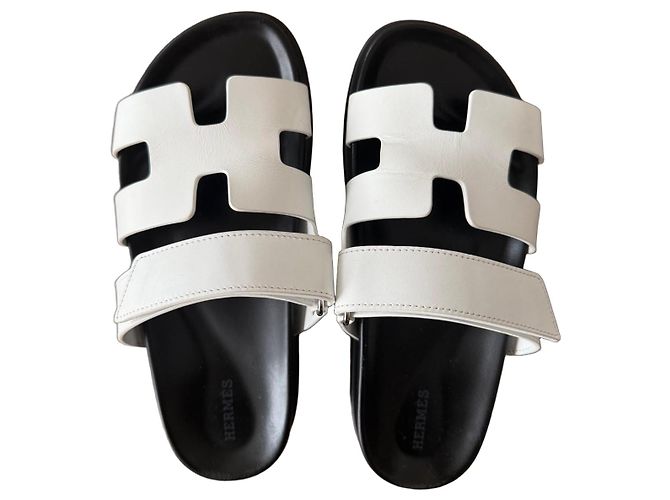 Hermès Chypre Sandals Black White
