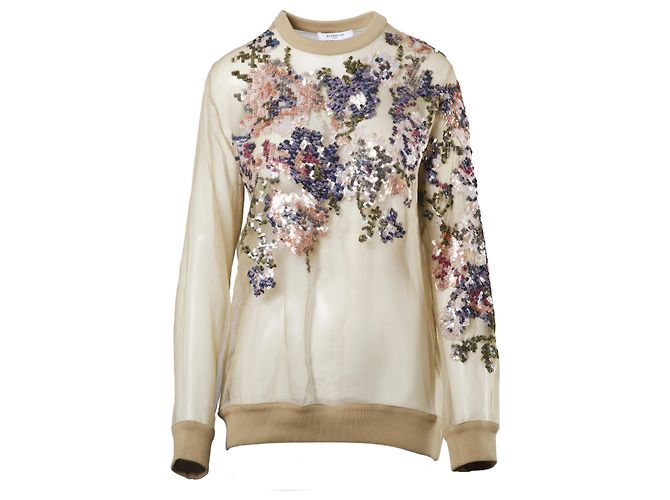 Transparenter Sweatshirt mit floralen Paillettenverzierungen von Givenchy