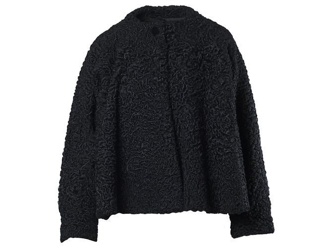 Autre Marque Kurze Jacke aus lockigem Lammfell Collection Privée Schwarz