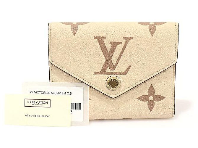 Louis Vuitton Cream Rose Bicolor Monogram Empreinte Victorine Wallet Brown