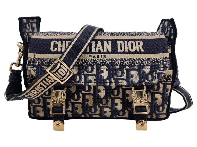 Dior Borsa a spalla e crossbody piccola ricamata Blu