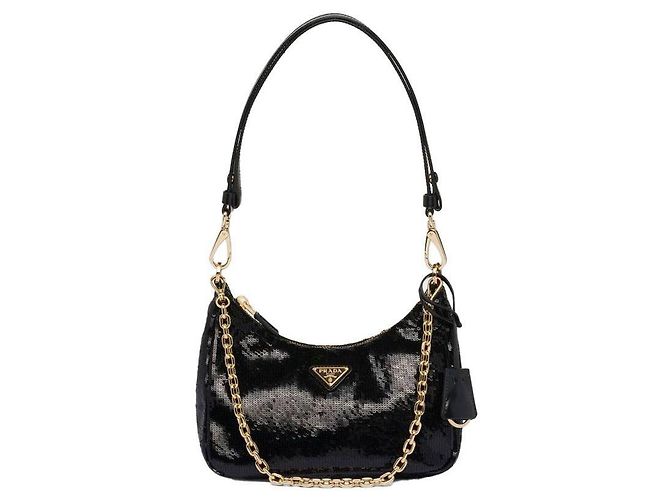 Prada Re-Edition Nylon Sequined Mini Bag Black