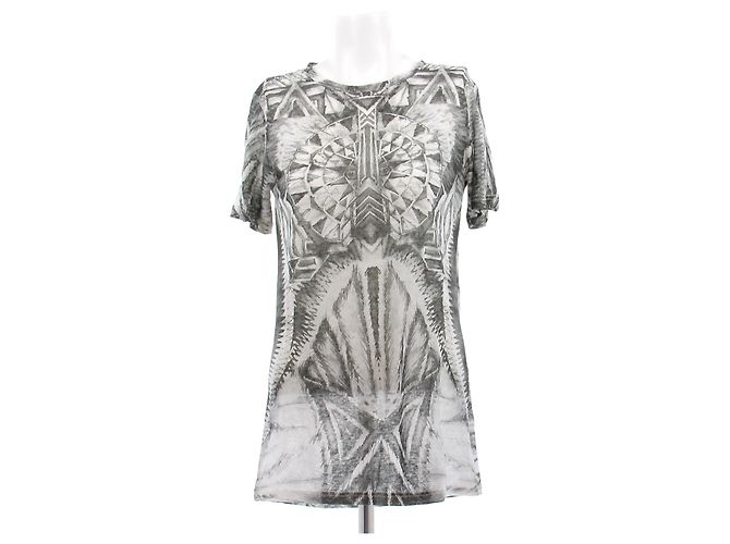 Balmain Camiseta de lino estampada Gris
