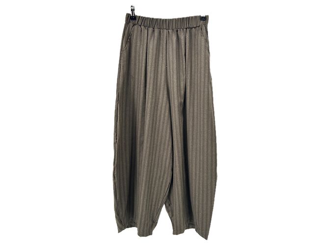 Autre Marque Calça balão marrom listrada