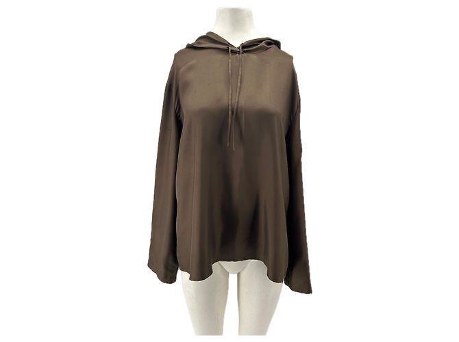 Autre Marque Top de seda con capucha marrón "Nuka" Castaño